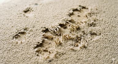 Holes or threadbare patches on carpets or rugs
