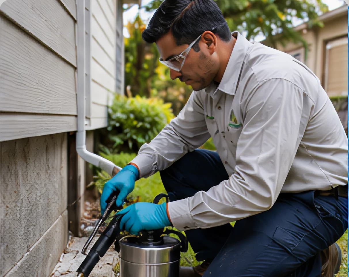 T47 Pest Control technician conducting a pre-purchase termite inspection in Melbourne